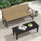 Costway Patio Glider Bench for 3, Swing Gliding Long Seat with Curved Teak Armrests Gray